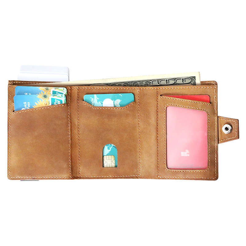Best Selling Men's Crazy Horse Leather RFID Card Case Wallet Card Holder Wallet