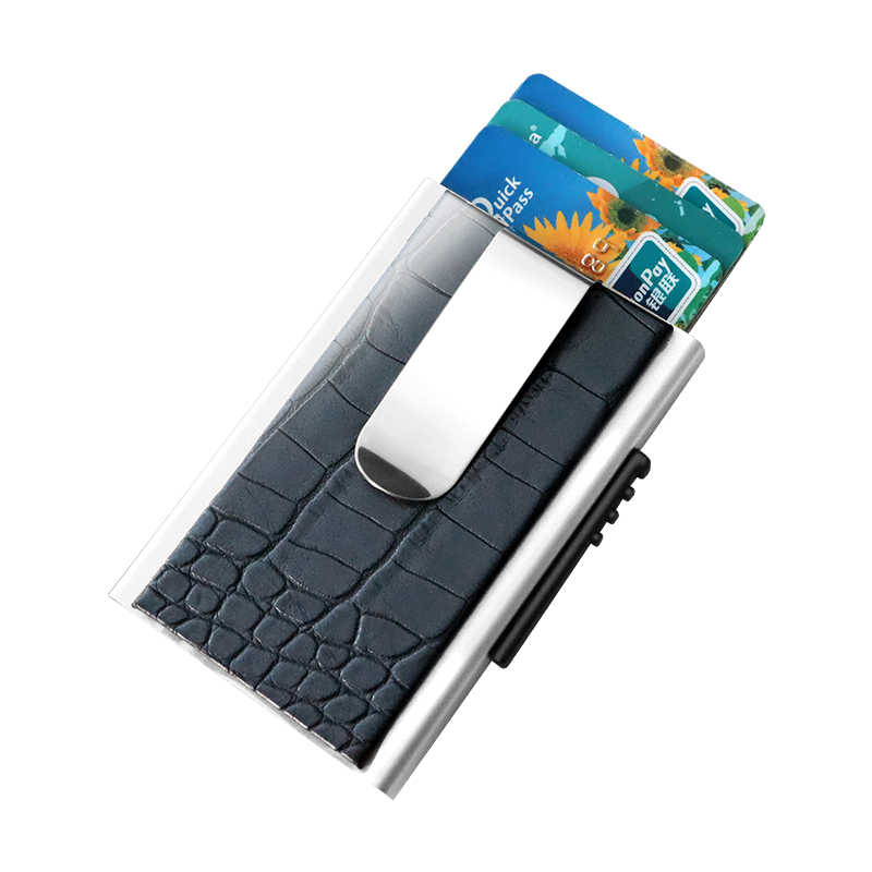 Minimalist Slim Aluminum RFID Blocking Alinume alloy Credit Card Holder Wallet with Money Clip