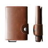 Pop Up PU Leather Metal Wallet RFID Blocking Customized Aluminium Credit Card Holder 