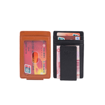 Genuine Leather Magnet Money Clip Front Pocket Leather Wallet for Men 