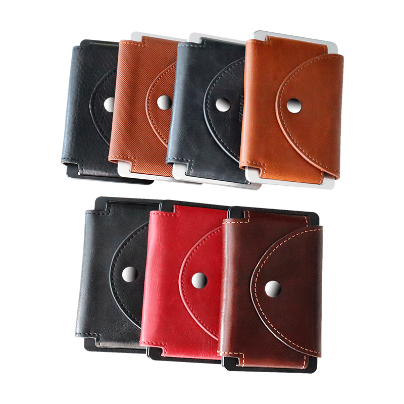 Custom LOGO Aluminum RFID Card Holder Wallet Supplier PU Leather Metal Credit Card Holder Pop Up