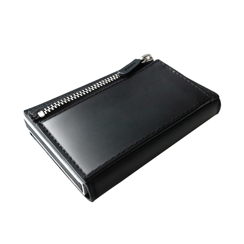 New Genuine Leather RFID Blocking Business Aluminum Wallet For Men Credit Card Holder