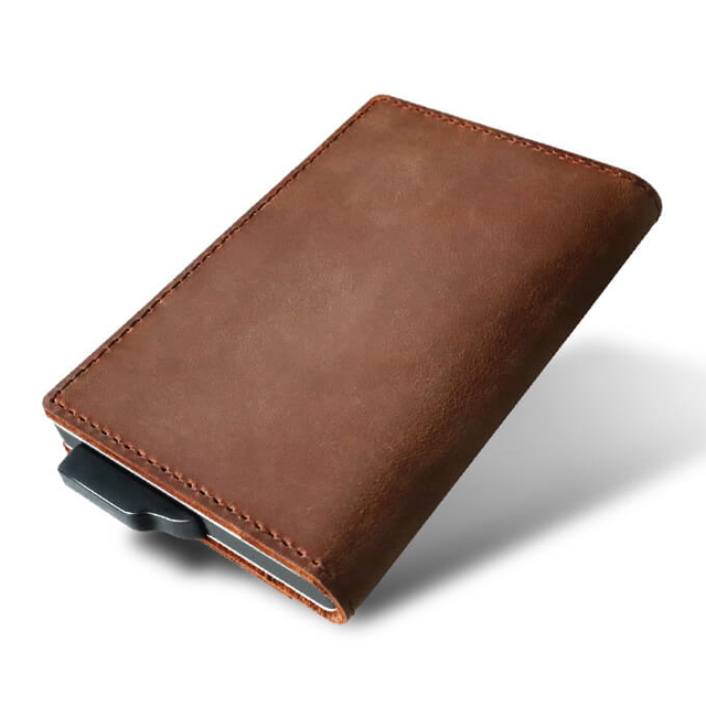 Amazon Hot Selling Crazy Horse Leather Slim RFID Business Credit Card Holder wallet